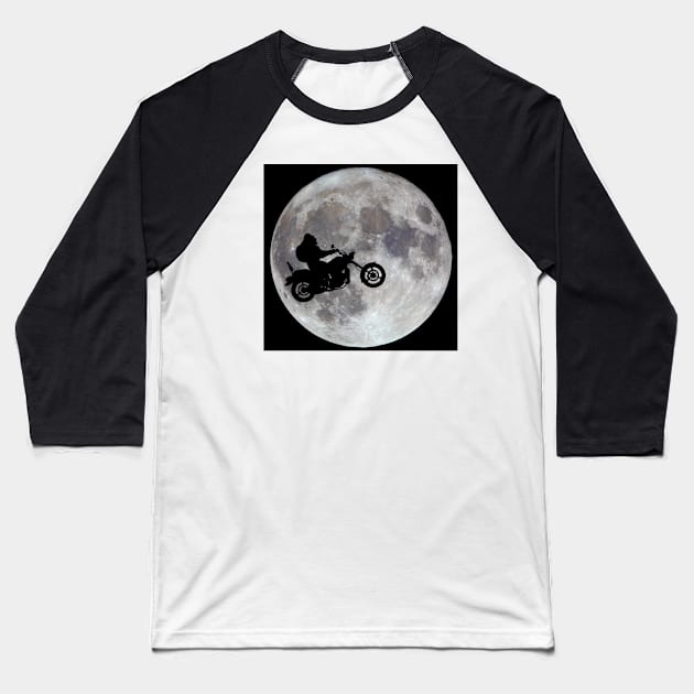 Big Foot, Big Bike and Big Bright Moon 1 Baseball T-Shirt by NewSignCreation